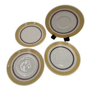 Set of 8 Vintage "Yellow Star" Saucers by Taylor Smith Taylor (TST)